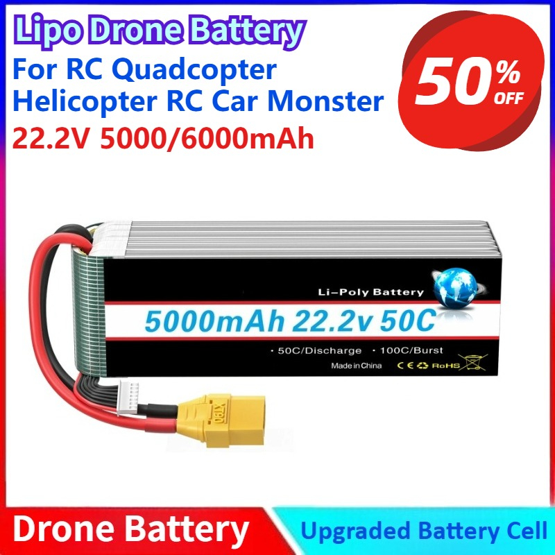 6S Lipo Battery 22.2V 5000Mah - Yeni 5000/6000 mah 22.2 V Lipo