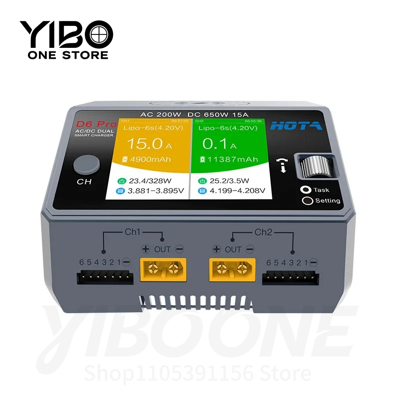 D6 Pro Siyah AC 200W DC 2x325W - Hota D6 Pro Dual Lipo Charger incelemesi ve fiyatı
