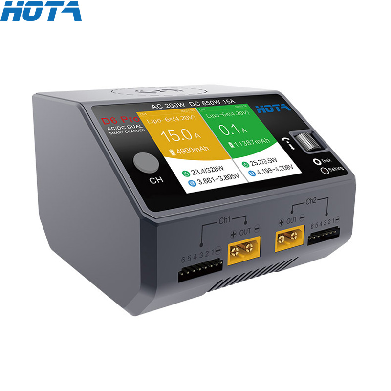HOTA D6 Pro siyah AC 200w DC 2 - Hota D6 Pro Dual Lipo Charger incelemesi ve fiyatı