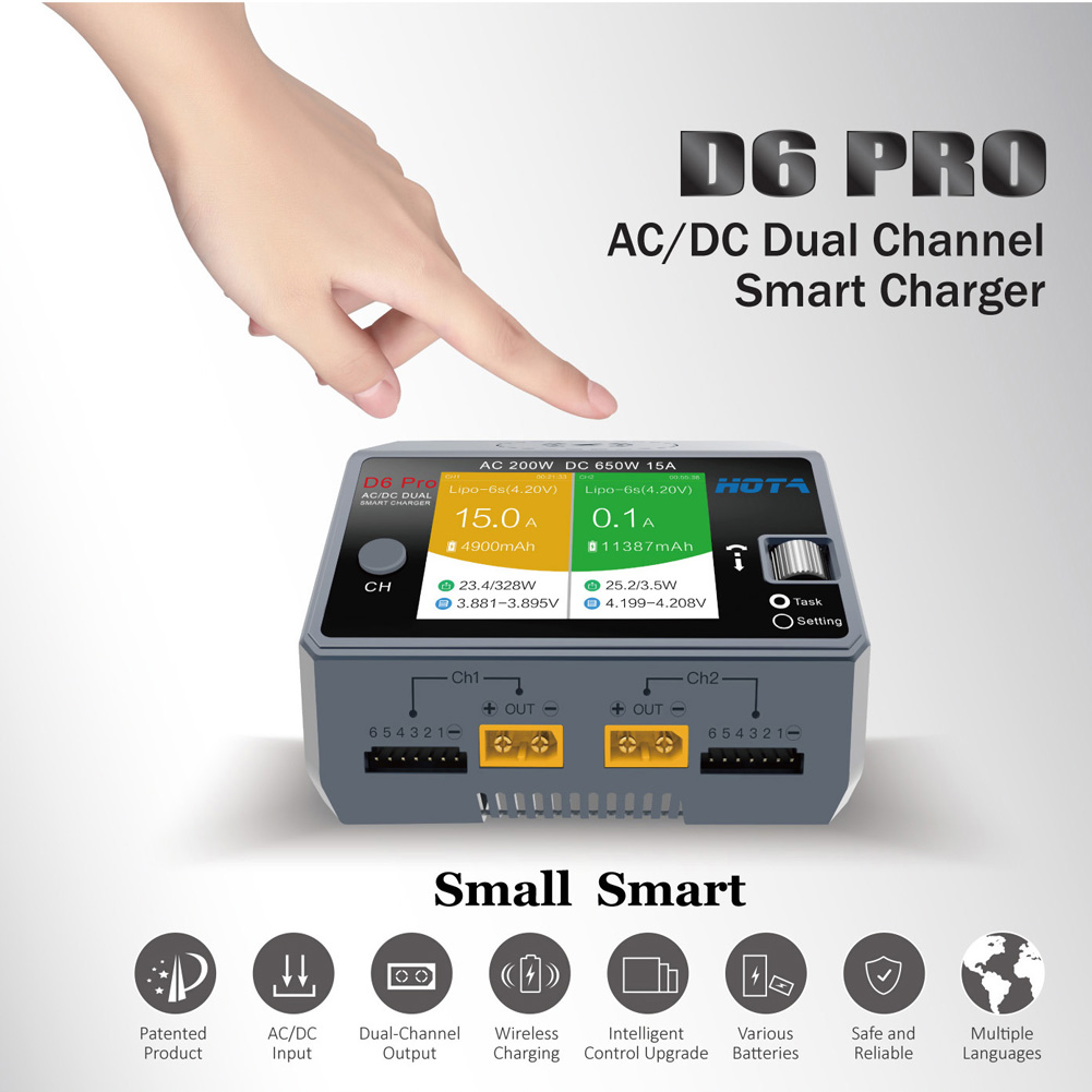 HOTA D6 Pro siyah AC 200w DC 2 - Hota D6 Pro Dual Lipo Charger incelemesi ve fiyatı