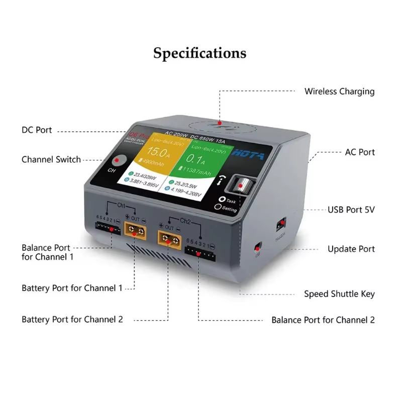 HOTA D6 Pro 200W AC 650W DC Çi - Hota D6 Pro Dual Lipo Charger incelemesi ve fiyatı